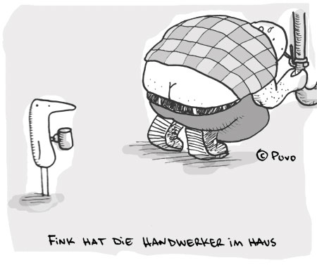 Fink hat die Handwerker im Haus. Illustration von puvo productions