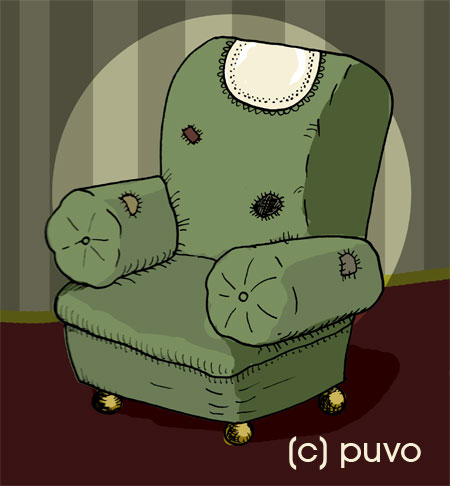 Hommage zum Tag des Sessels an die charismatischsten aller Sitzgelegenheiten. Illustration von puvo productions