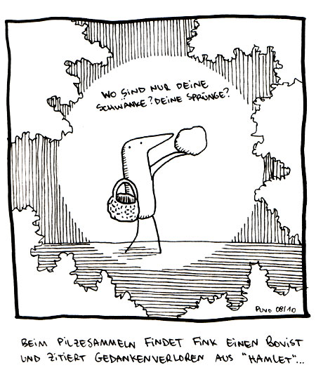 Fink findet beim Pilzesammeln einen Bovist und zitiert Hamlet...