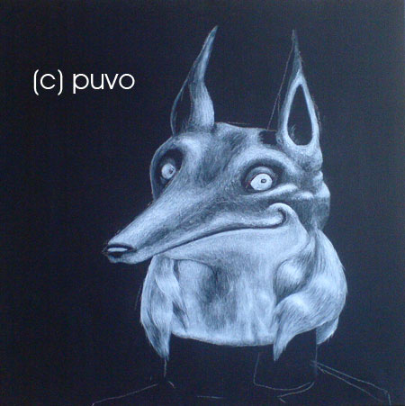 Monochrome Fuchs, Acryl auf Leinwand von puvo productions