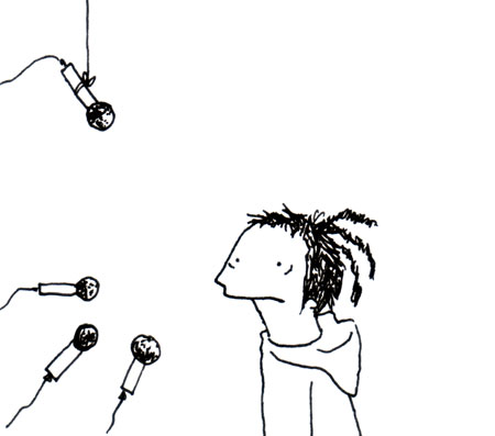 Puvo im Interview bei toonpool.com (übertriebene Darstellung)