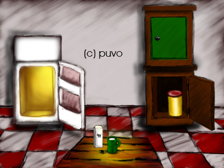 Küche - Illustration im Stil von Grafik-Adventures von puvo productions