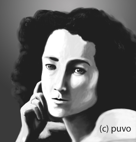 Schwarzweiß-Portrait einer Frau, digital painting von puvo productions