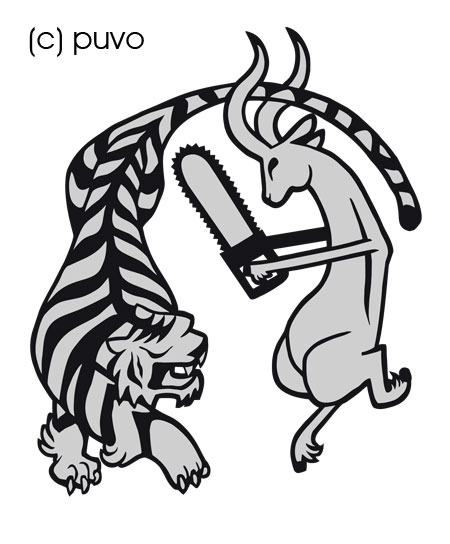 Tiger vs. Antilope - Shirt- und Tattoomotiv von puvo productions