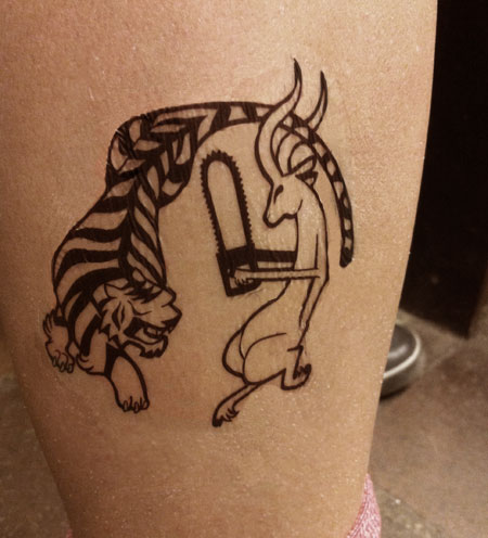 Tattoo Tiger vs. Antilope - Abziehtattoo von puvo productions