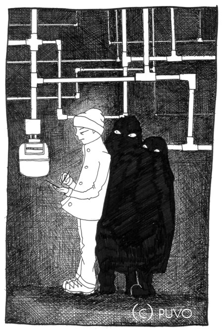 Gas- und Stromzähler ablesen in Gera... Illustration von puvo productions