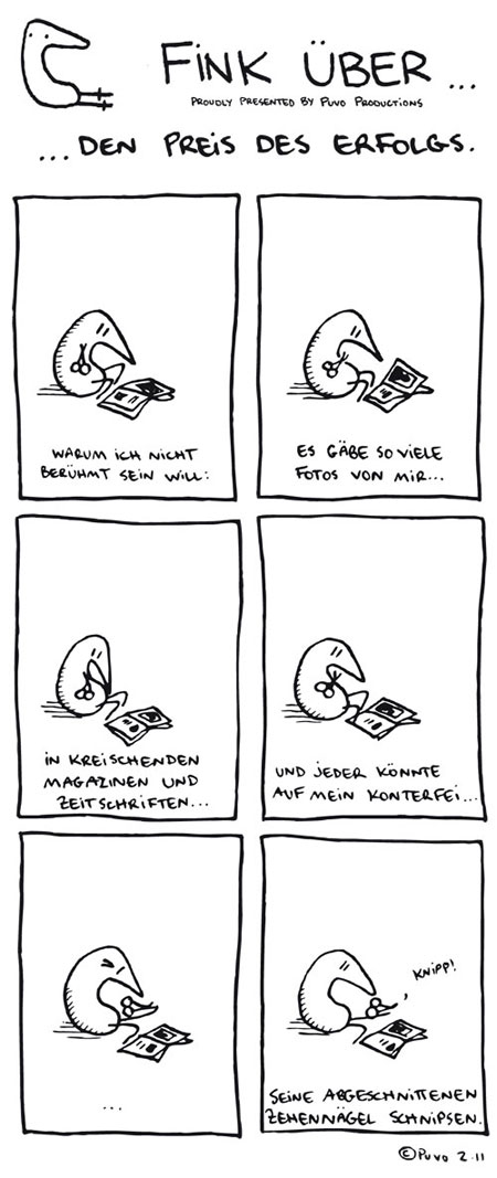 Fink über den Preis des Erfolgs, Comicstrip von puvo productions