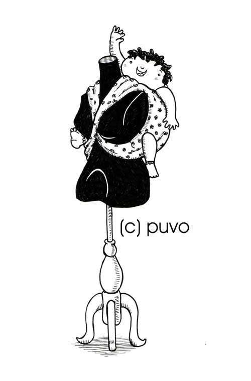 Schneiderpuppe & Baby, Illustration von puvo productions