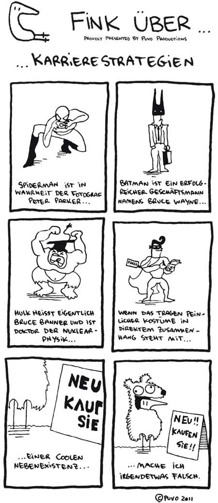 Fink über Karrierestrategien - Comicstrip von puvo productions.