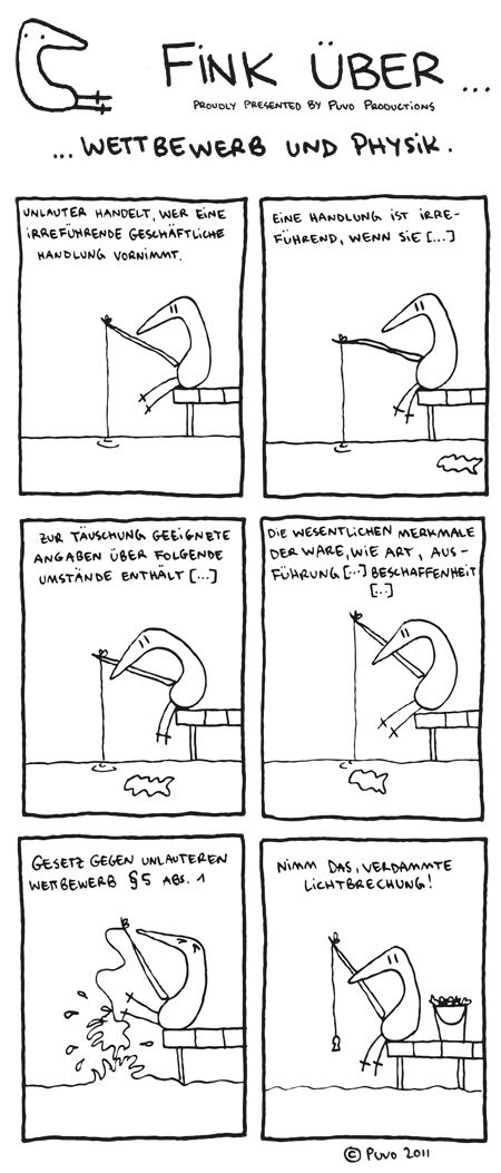 Fink über Wettbewerb und Physik. Comicstrip von puvo productions