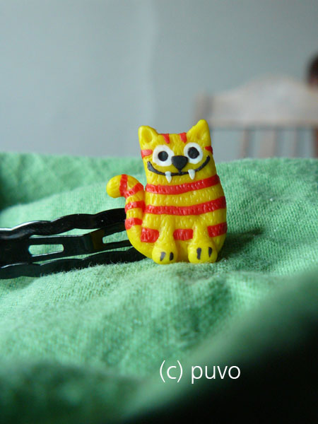 Katzen-Haarspange. Katzen-Haarspangen aus Fimo von puvo productions.