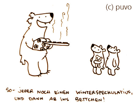Winterspeckulatius. Cartoon von puvo productions