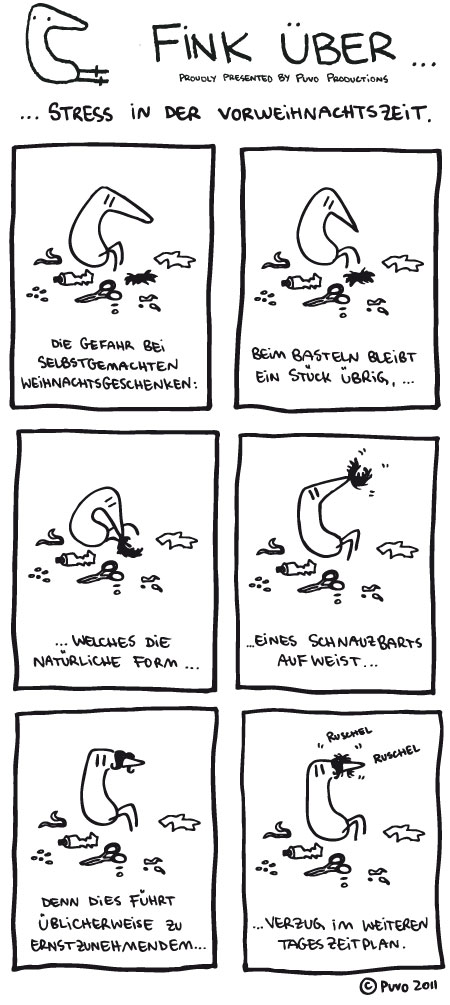 Fink über... Stress in der Vorweihnachtszeit. Comic-Strip von puvo productions.
