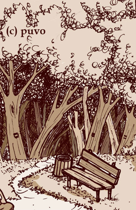 Waldrand. Waldrand. Ausschnitt einer Illustration von puvo productions