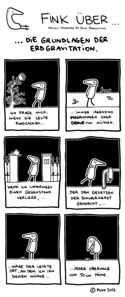 Fink über die Grundlagen der Evolution. Comicstrip von puvo productions.