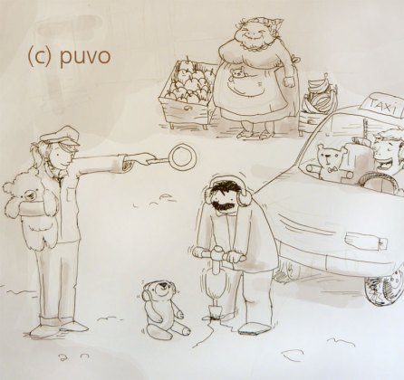 Take your teddybear to work day 2012 - Tagesskizze von puvo productions