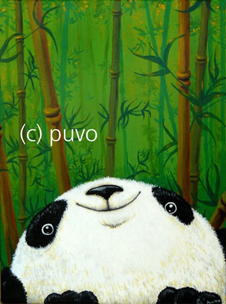 Pandabär Acryl auf Leinwand / von puvo productions