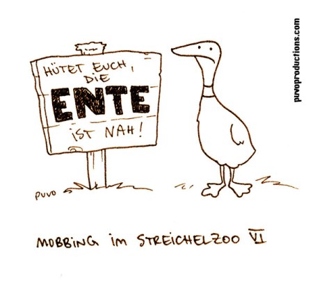 Mobbing im Zoo: Die Ente.